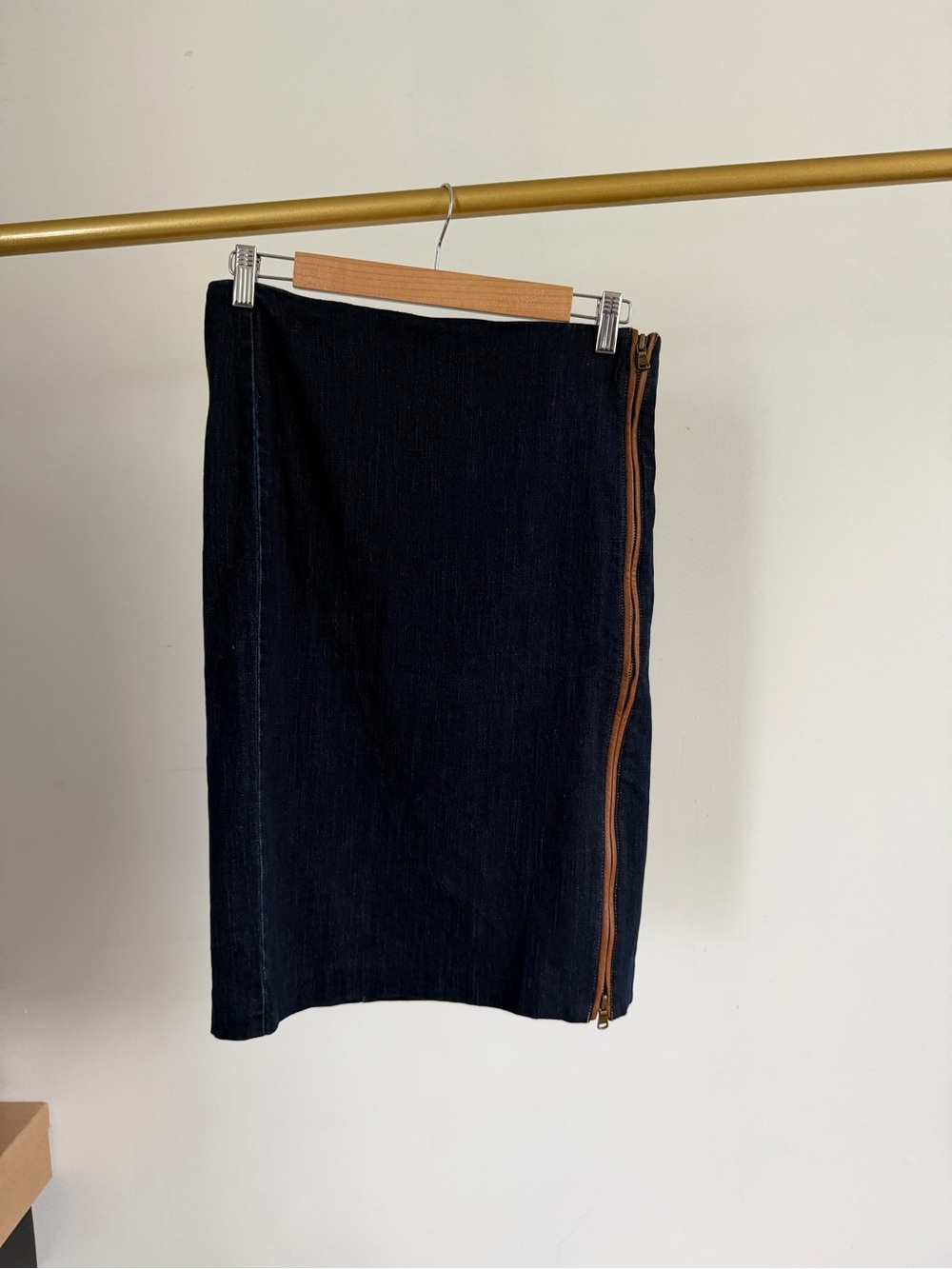 Ralph lauren Denim Pencil Skirt with Brown Side Zip
